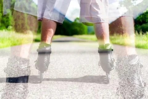 Man on roller skates Stock Photos