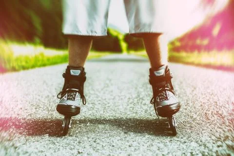 Man on roller skates Stock Photos