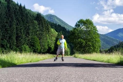 Man on roller skates Foto stock