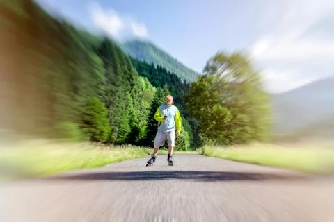 Man on roller skates Stock Photos