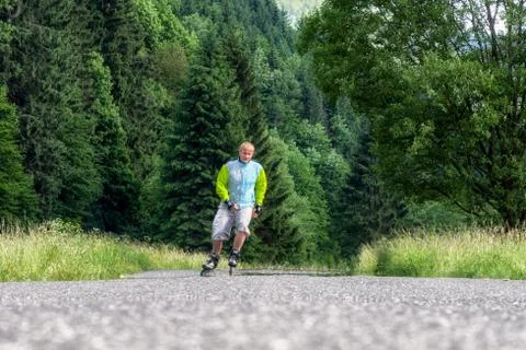 Man on roller skates Stock Photos