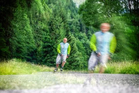 Man on roller skates Foto stock
