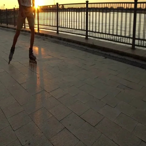 Man roller skating outdoor Video stock 69426360