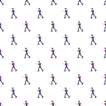 Man roller skating seamless pattern for textile design Stock Illustration