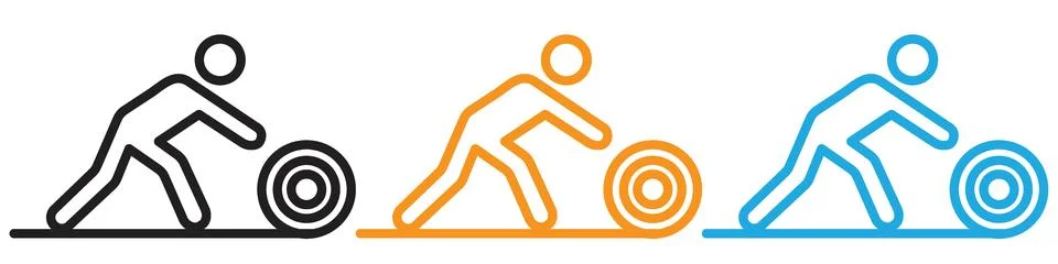 Man rolling carpet mat vector logo set collection for web app ui Stock Illustration