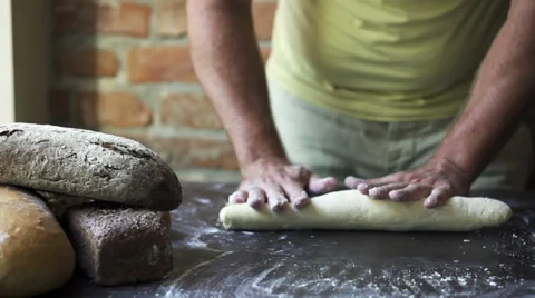 Man rolling the dough, slow motion at 240 fps Stock Footage 31712549