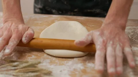 Man Rolling Pin For Dough Cook Stock Footage 273500863