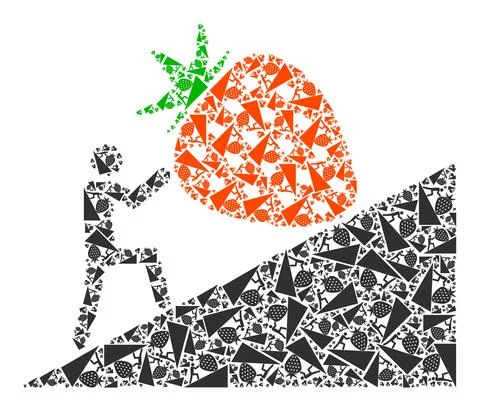 Man Rolling Strawberry Up Recursive Icon Mosaic of Self Items Illustrazione stock