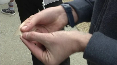 Man Rolls Joint Pro-Marijuana Inaugural Protest Video stock 71810891
