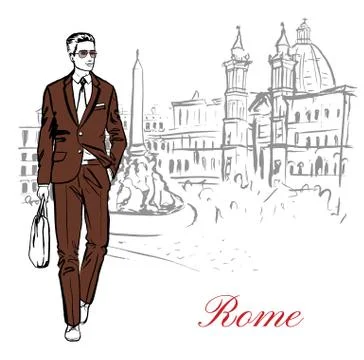 Man in Rome Stock Illustration