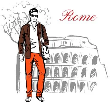 Man in Rome Stock Illustration