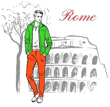 Man in Rome Stock Illustration