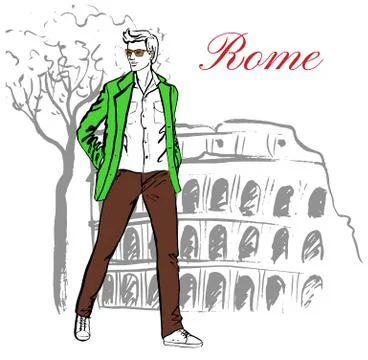 Man in Rome Stock Illustration