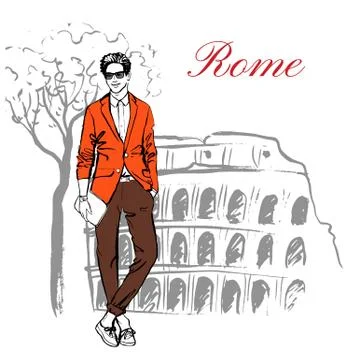 Man in Rome Stock Illustration