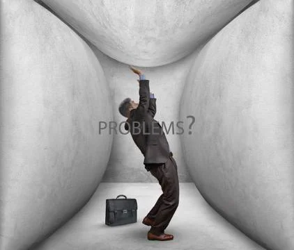 The man in the room, symbolizing the problems and difficulties Stock Photos