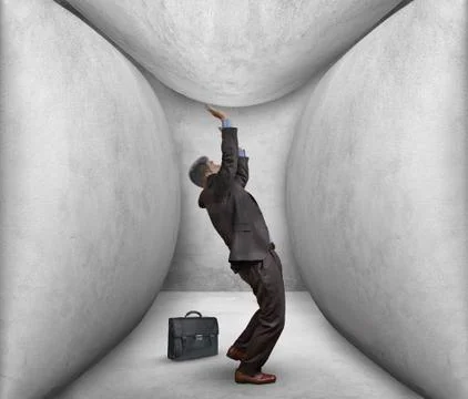 The man in the room, symbolizing the problems and difficulties Stock Photos