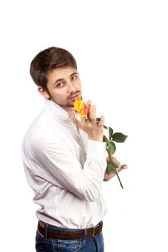 Man with rose Foto stock