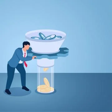 A man rotates the tunnel so that the user icon becomes a coin, an illustrat.. Stock Illustration