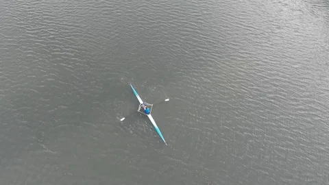 Man rowing aerial Video stock 106536384