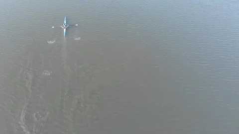 Man rowing aerial Video stock 106536385