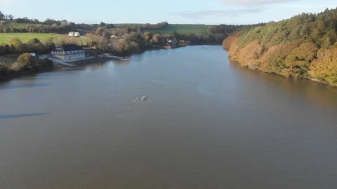 Man rowing aerial Video stock 106536406