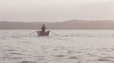 Man rowing 스톡 동영상 62757365