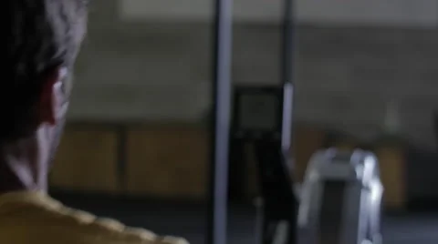 Man on Rowing Machine Stock Footage 42235569