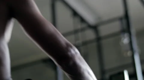 Man on Rowing Machine (low angle) Stock Footage 42236522