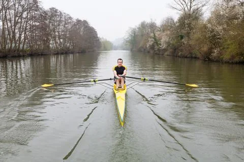 Man rowing on the river avon Stock Photos