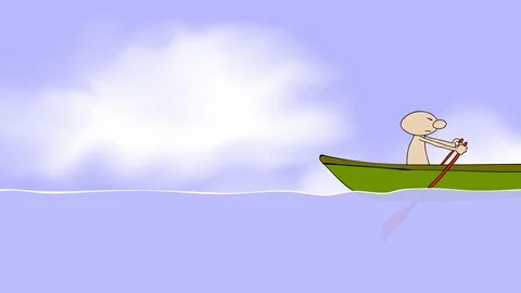 Man rowing on a small boat. Video stock 88245692
