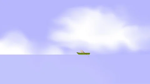 Man rowing on a small boat. Video stock 103310761