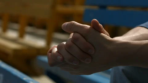 Man rubs his hands, close-up on hands Stock Footage 66436576