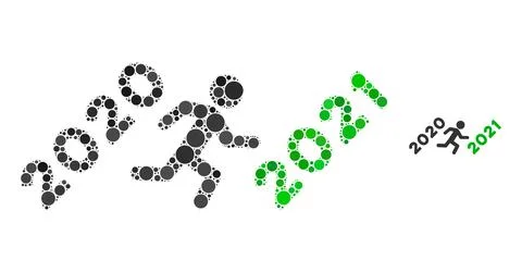 Man Run to 2021 Mosaic of Round Pixels Stock Illustration