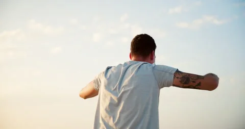 Man, runner and celebration with exercise at beach, achievement and fist pump Stock Footage 289998695