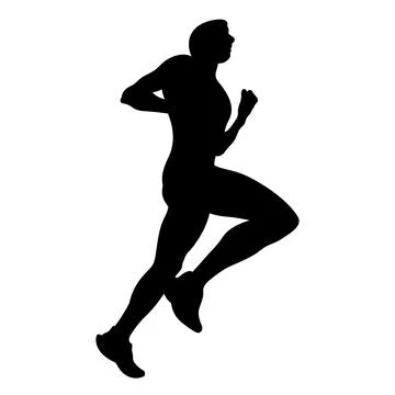 Man runner running marathon black silhouette on white background 스톡 일러스트