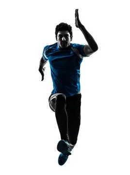 Man runner sprinter jogger silhouette Stock Photos