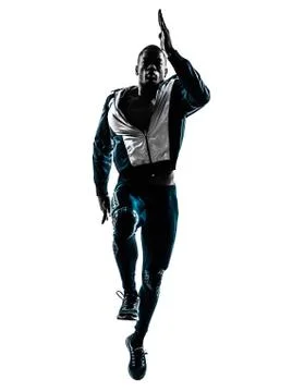 Man runner sprinter jogger silhouette Stock Photos