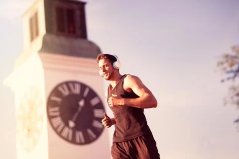 Man runner training doing outdoor Stock Photos