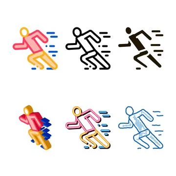 Man in running action icon diversity vector outline Stock Illustration