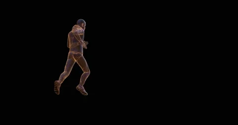 A man running against a black background with copy space. Back view. Stock Footage 131073638
