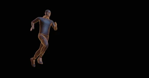 A man running against a black background with copy space. Stock Footage 131073658