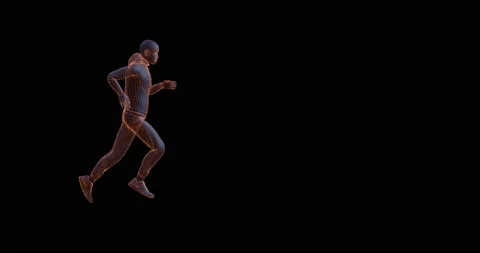 A man running against a black background with copy space. Side View. Stock Footage 131073809
