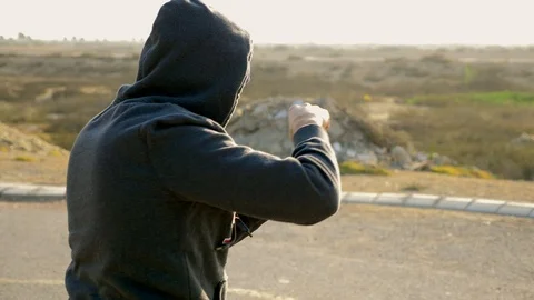 Man Running and Training for Marathon Stock Footage 96059405