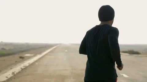 Man Running and Training for Marathon Stock Footage 96059628