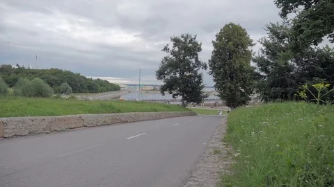 A man is running around in the park. Video stock 84047060