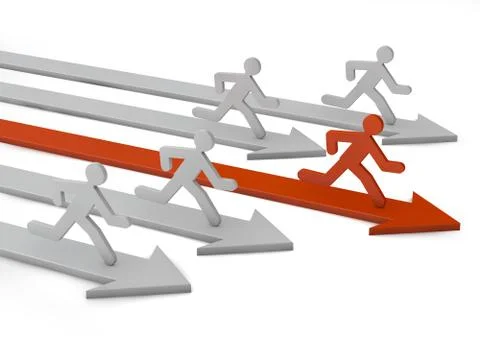 Man running on the arrows Stock Illustration