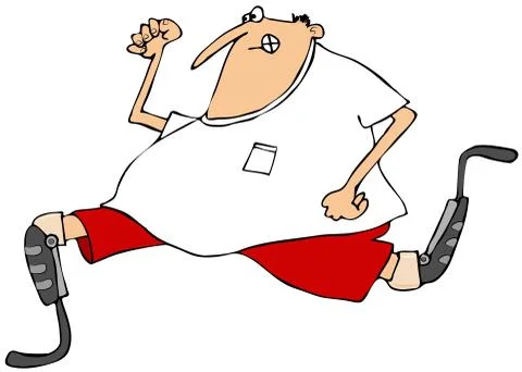 Man running on artificial legs Stock Illustration