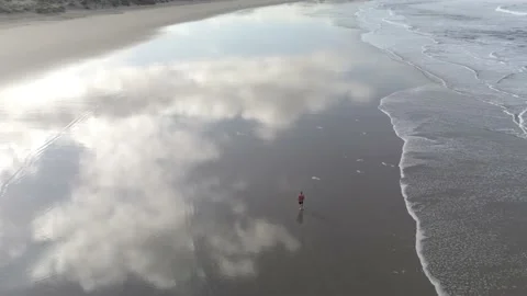 Man running back,Salinas beach Stock Footage 142749005