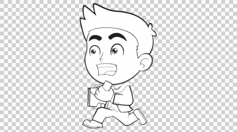 Man Running with bag hand drawn illustration animation sketch with transparent Stock Footage 43801616