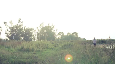 Man running in beautiful nature Stock Footage 40770896